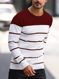 Finnegan Color Block Striped Crew Neck Pullover