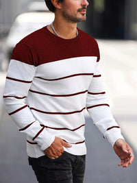Finnegan Color Block Striped Crew Neck Pullover