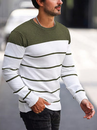 Finnegan Color Block Striped Crew Neck Pullover