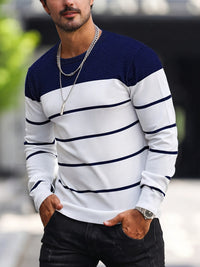 Finnegan Color Block Striped Crew Neck Pullover