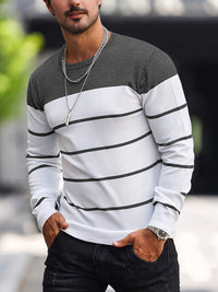 Finnegan Color Block Striped Crew Neck Pullover