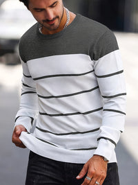 Finnegan Color Block Striped Crew Neck Pullover
