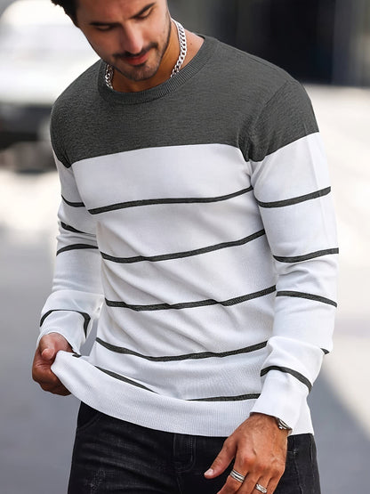 Finnegan Color Block Striped Crew Neck Pullover_55