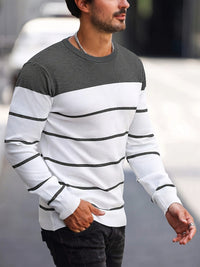 Finnegan Color Block Striped Crew Neck Pullover