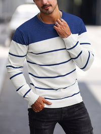 Finnegan Color Block Striped Crew Neck Pullover
