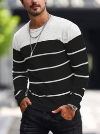 Finnegan Color Block Striped Crew Neck Pullover