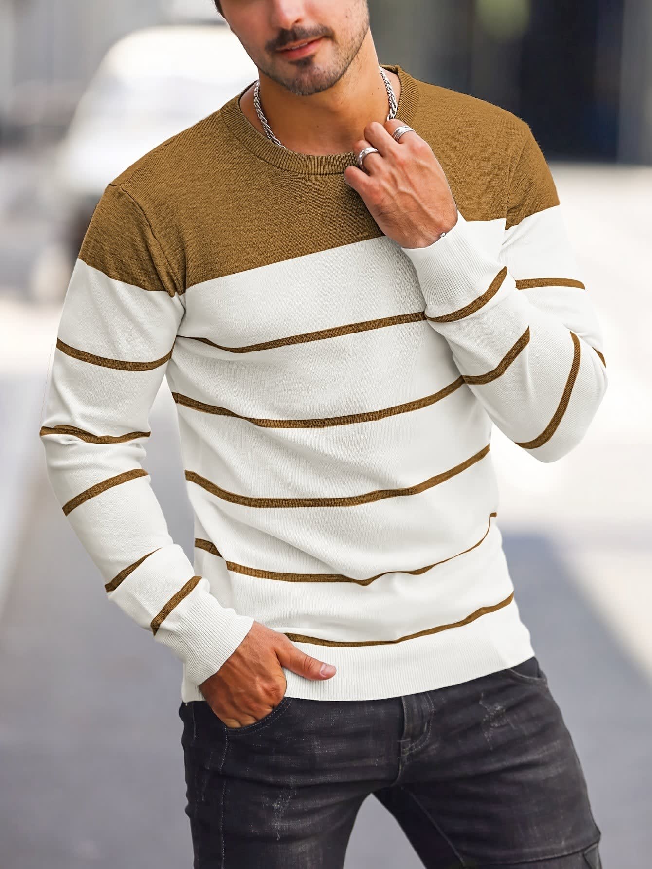 Finnegan Color Block Striped Crew Neck Pullover_64