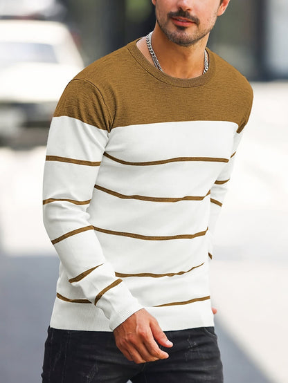Finnegan Color Block Striped Crew Neck Pullover_65