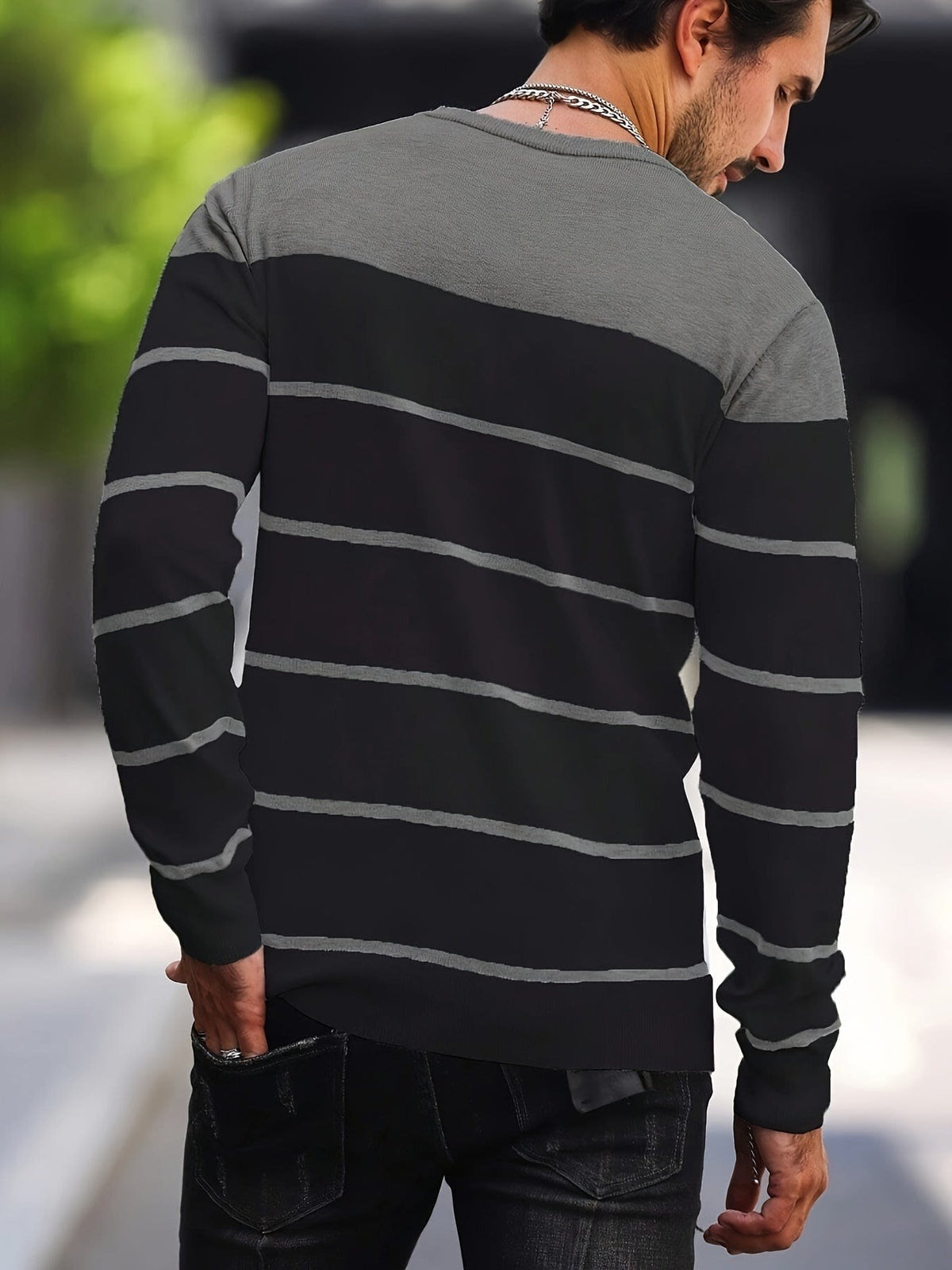Finnegan Color Block Striped Crew Neck Pullover