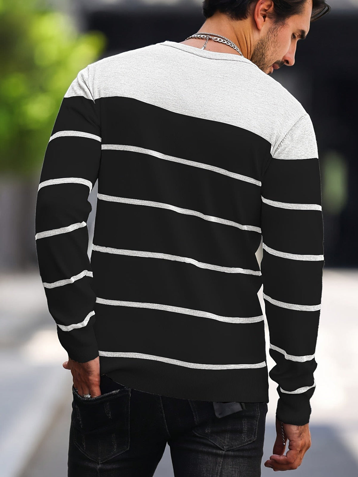 Finnegan Color Block Striped Crew Neck Pullover
