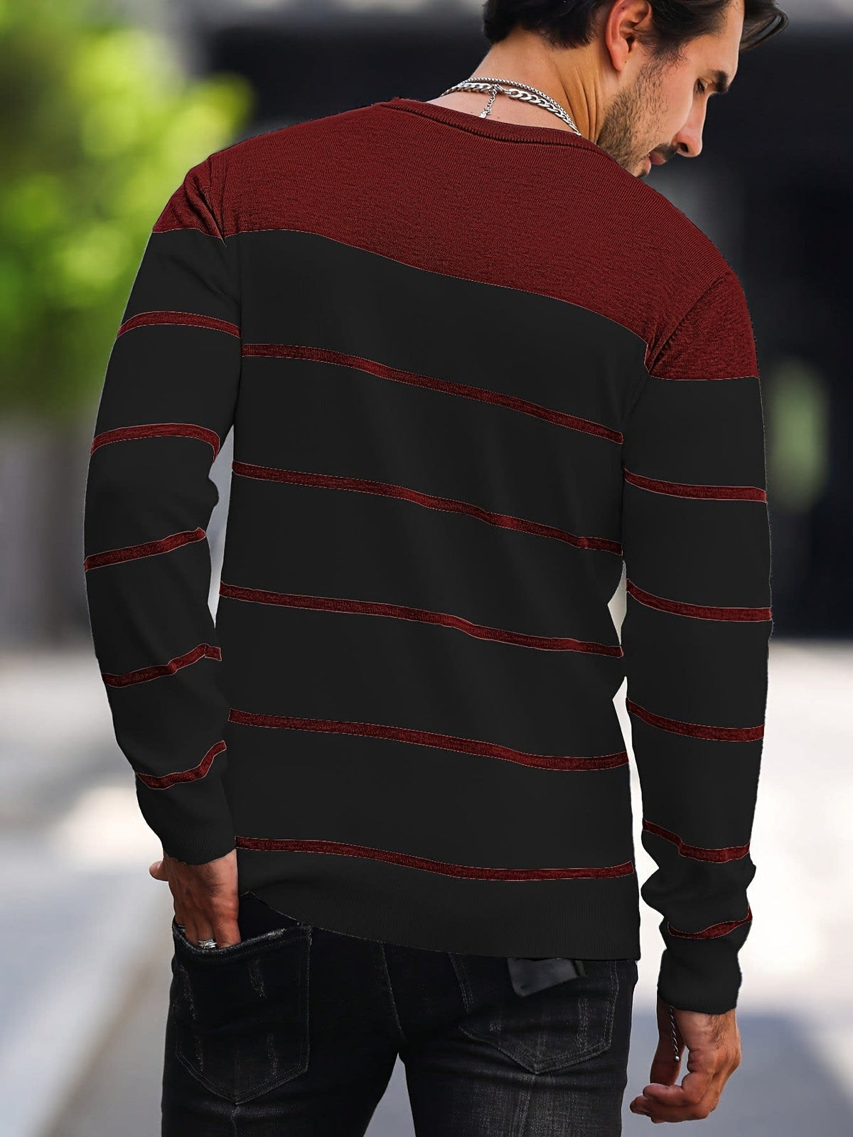 Finnegan Color Block Striped Crew Neck Pullover