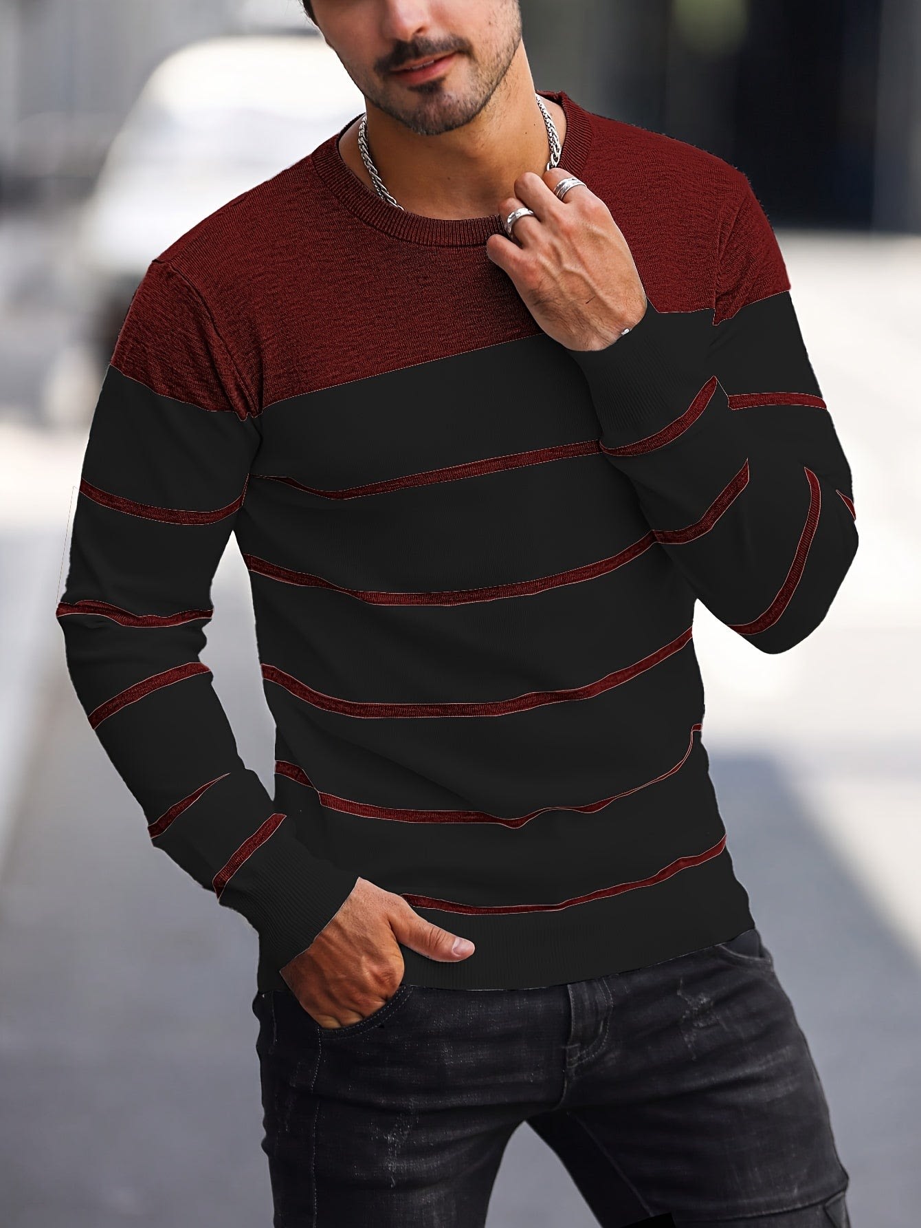 Finnegan Color Block Striped Crew Neck Pullover_84