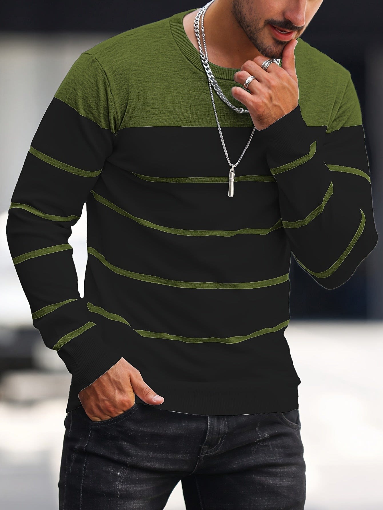 Finnegan Color Block Striped Crew Neck Pullover_92