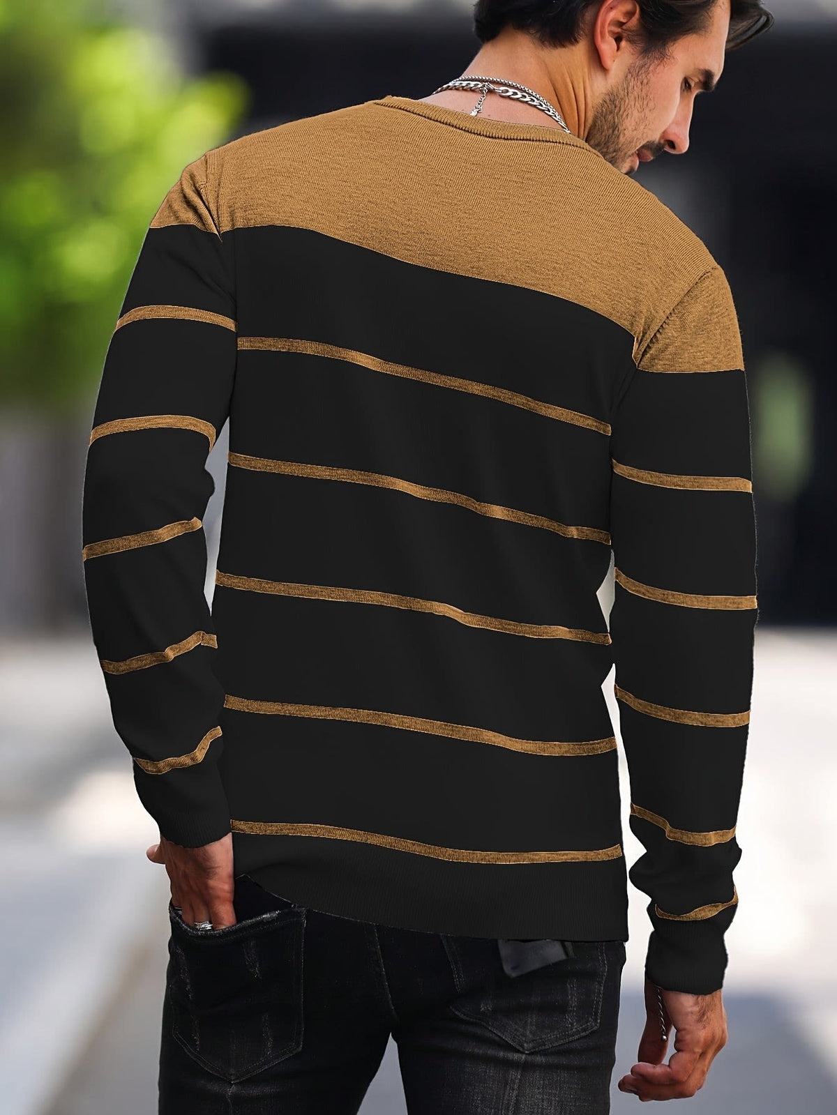 Finnegan Color Block Striped Crew Neck Pullover