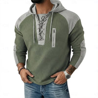 Garrick Waffle Knit Lace Up Hoodie