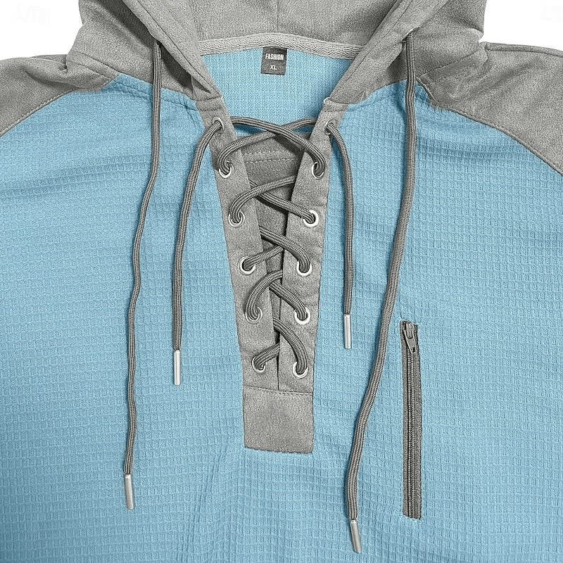 Garrick Waffle Knit Lace Up Hoodie