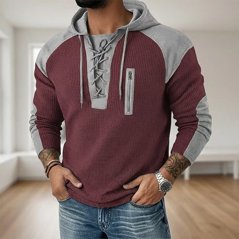 Garrick Waffle Knit Lace Up Hoodie