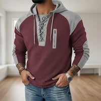 Garrick Waffle Knit Lace Up Hoodie