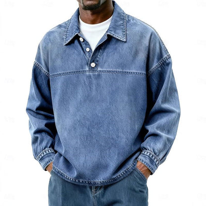 Garth Washed Half Placket Pullover Shirt_1