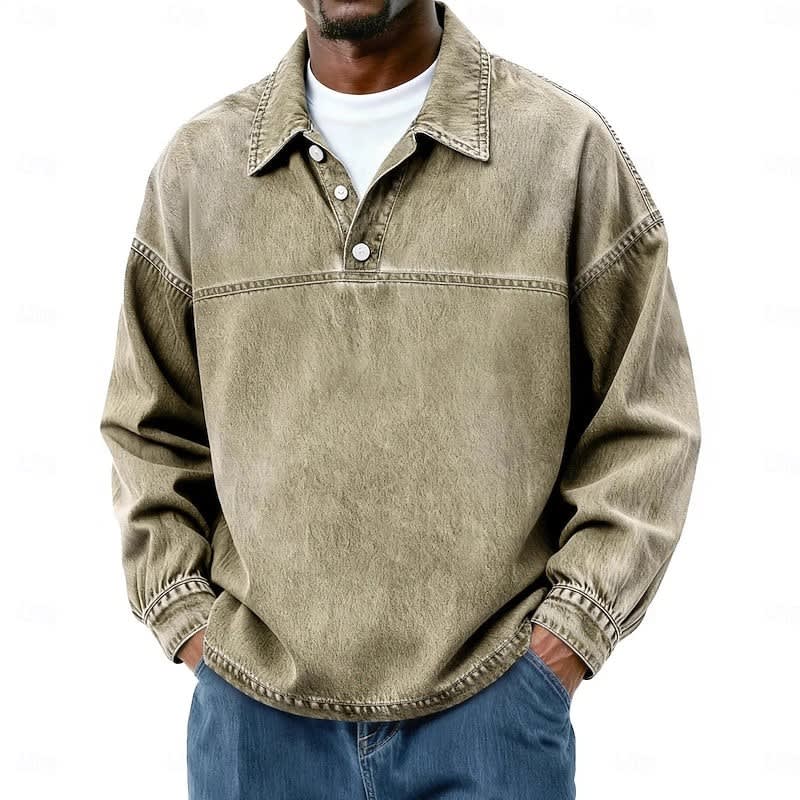 Garth Washed Half Placket Pullover Shirt_10