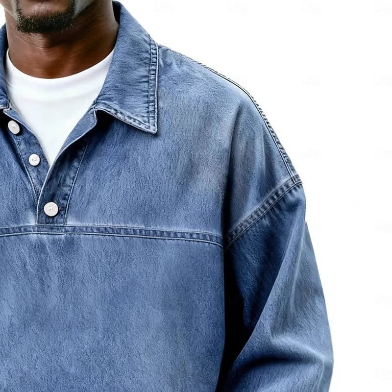 Garth Washed Half Placket Pullover Shirt_2