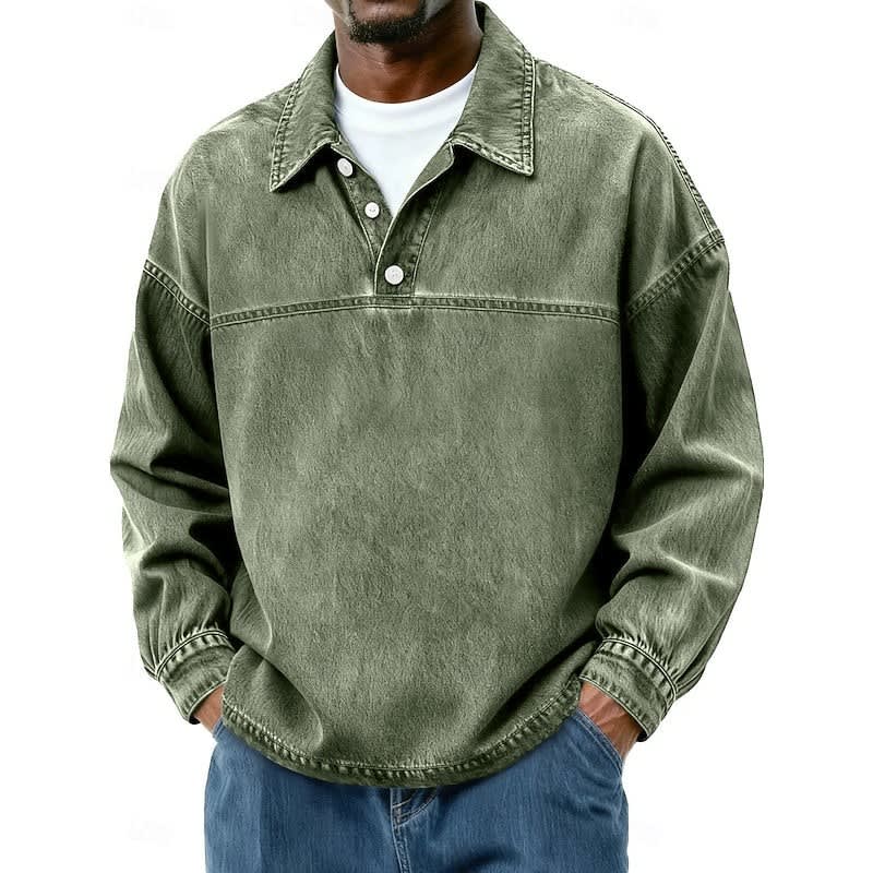 Garth Washed Half Placket Pullover Shirt_5