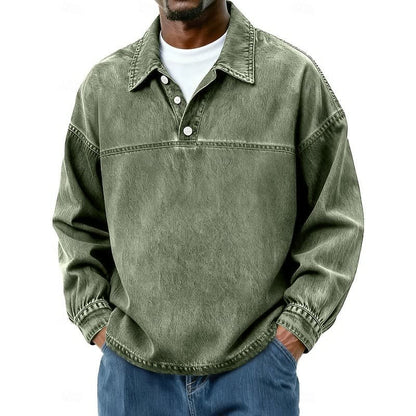 Garth Washed Half Placket Pullover Shirt_5