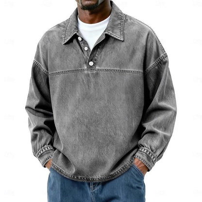 Garth Washed Half Placket Pullover Shirt_7
