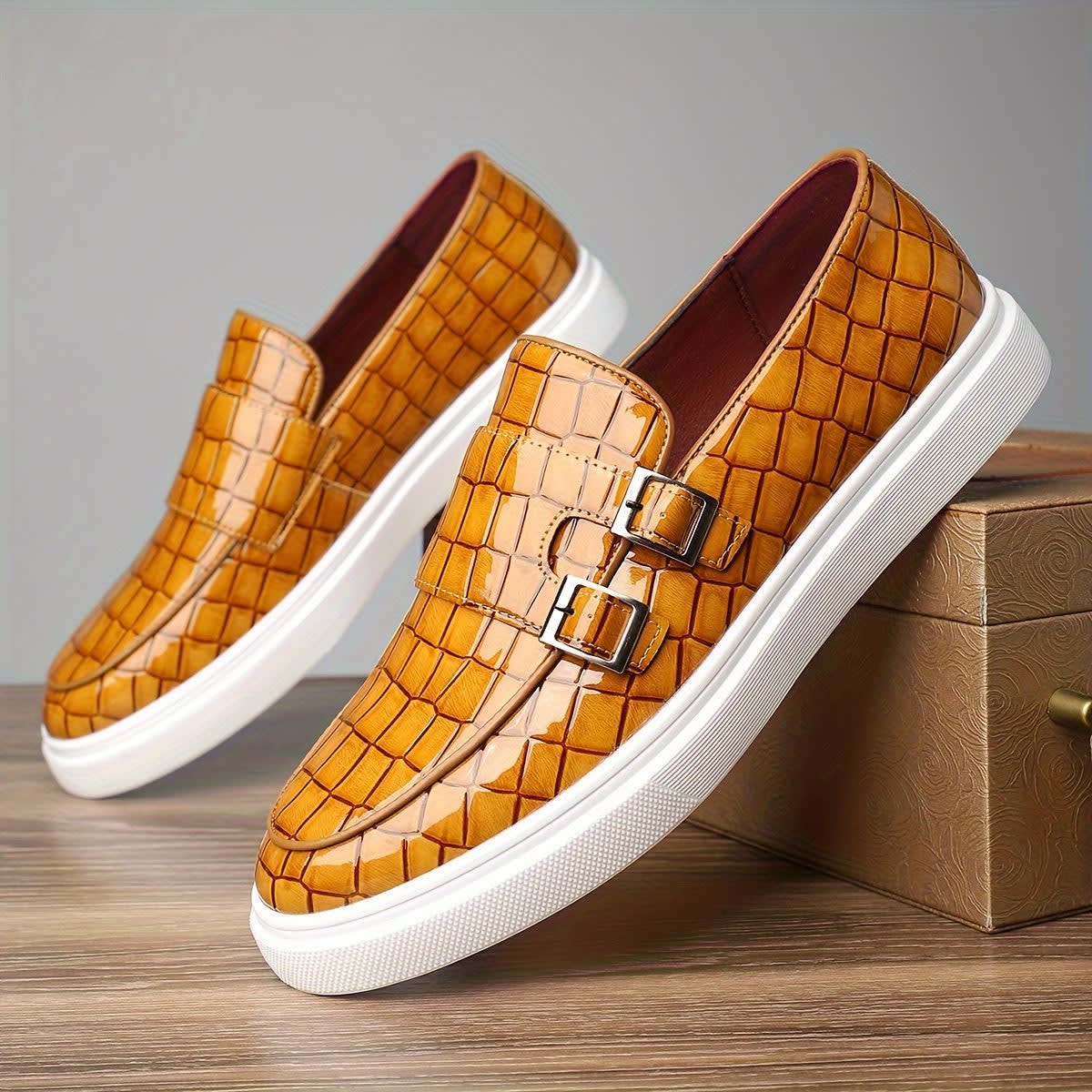 Marius Double Buckle Slip On Loafers