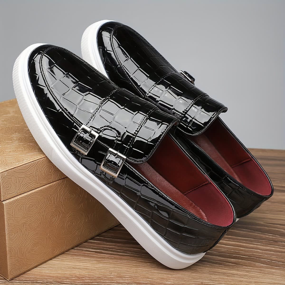 Marius Double Buckle Slip On Loafers