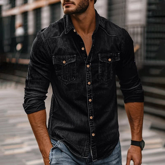 Howell Washed Denim Utility Shirt_1