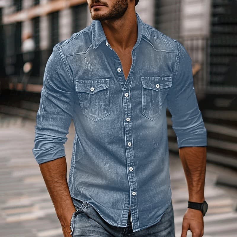 Howell Washed Denim Utility Shirt