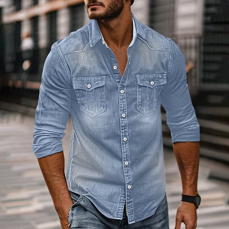 Howell Washed Denim Utility Shirt