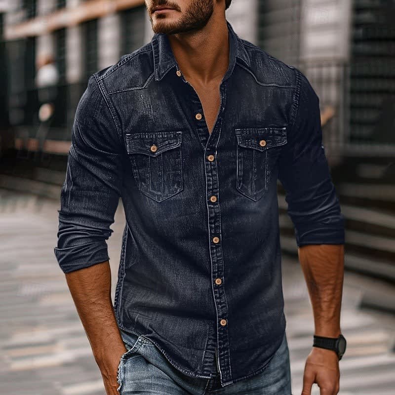 Howell Washed Denim Utility Shirt