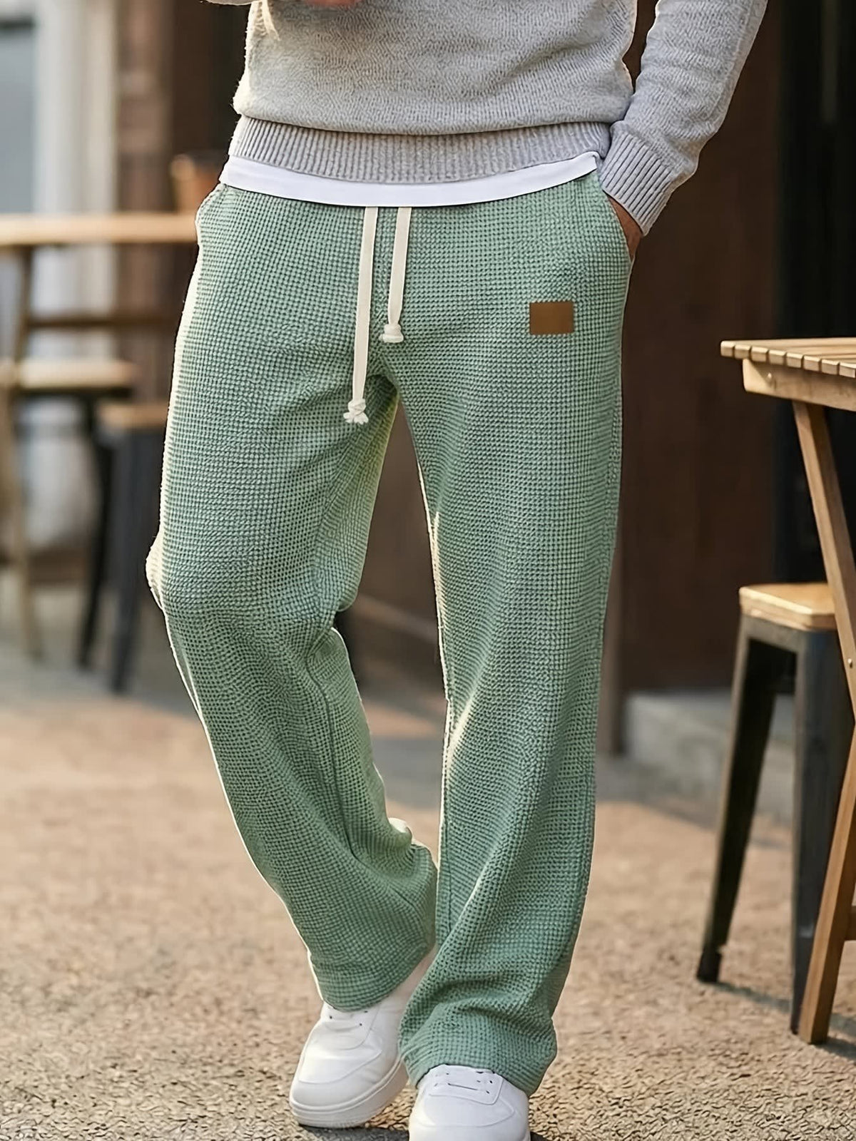 Harlow Waffle Texture Wide Leg Trousers