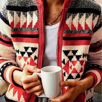 Lyndon Geometric Knit Zip Up Cardigan