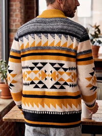 Lyndon Geometric Knit Zip Up Cardigan