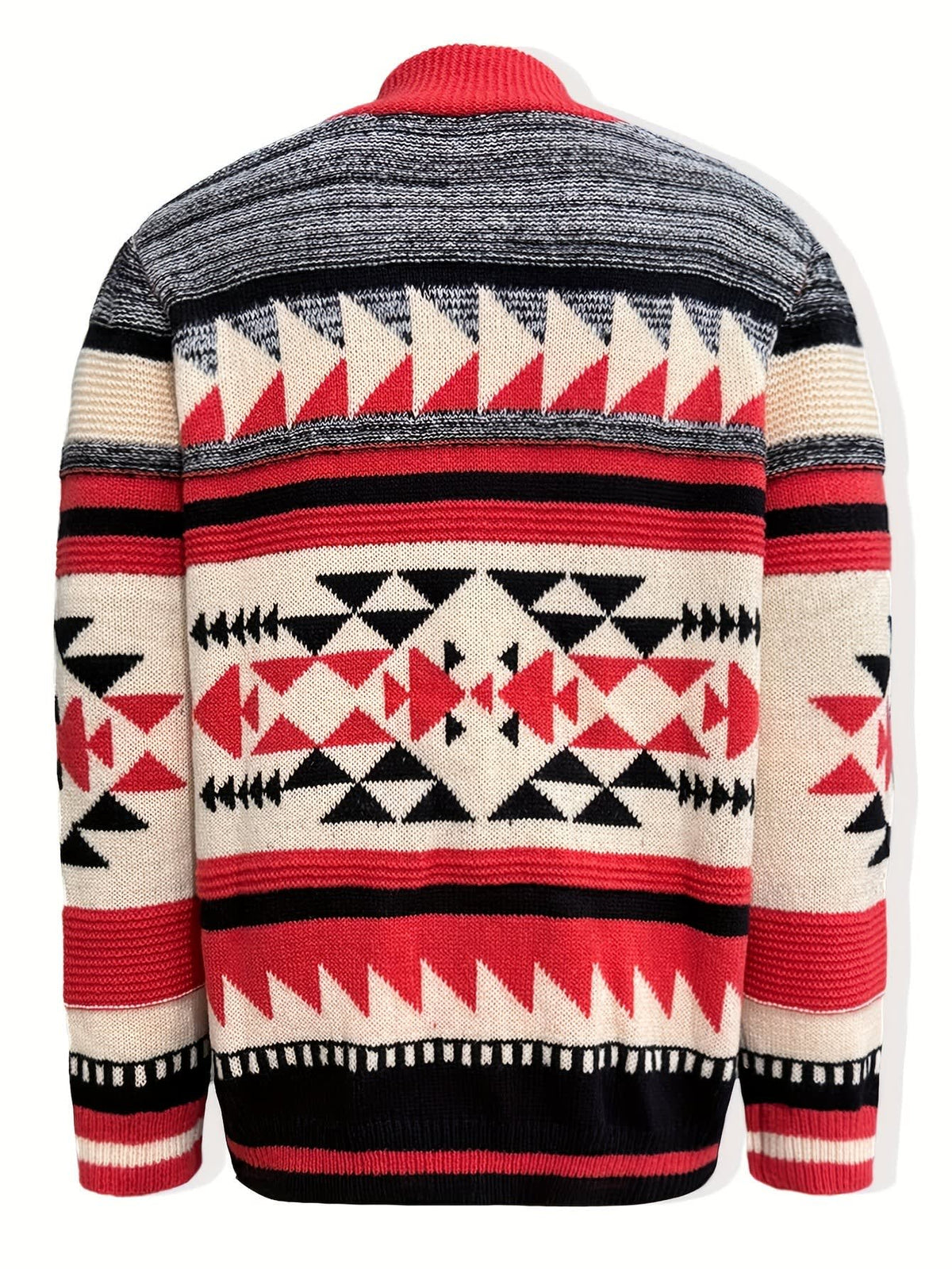 Lyndon Geometric Knit Zip Up Cardigan