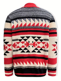 Lyndon Geometric Knit Zip Up Cardigan