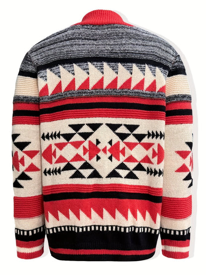 Lyndon Geometric Knit Zip Up Cardigan_5