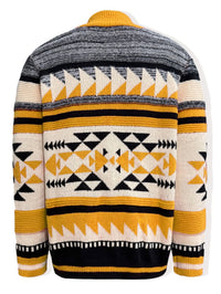 Lyndon Geometric Knit Zip Up Cardigan