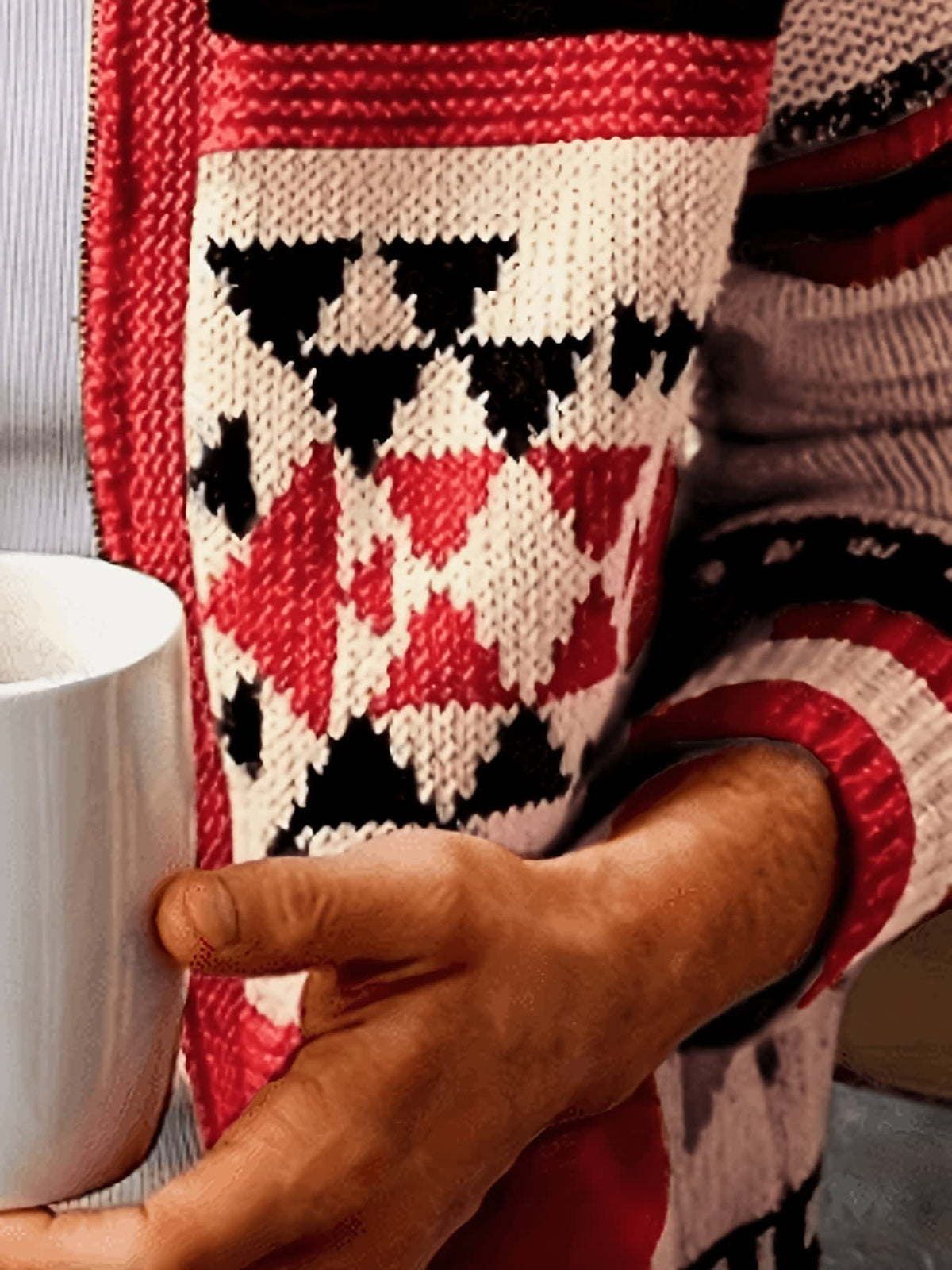 Lyndon Geometric Knit Zip Up Cardigan
