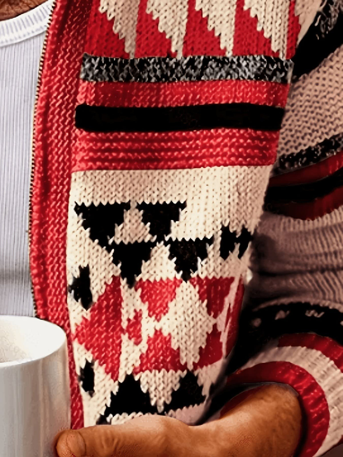 Lyndon Geometric Knit Zip Up Cardigan