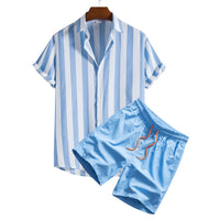 Jaxon Striped Camp Shirt and Swim Shorts Set