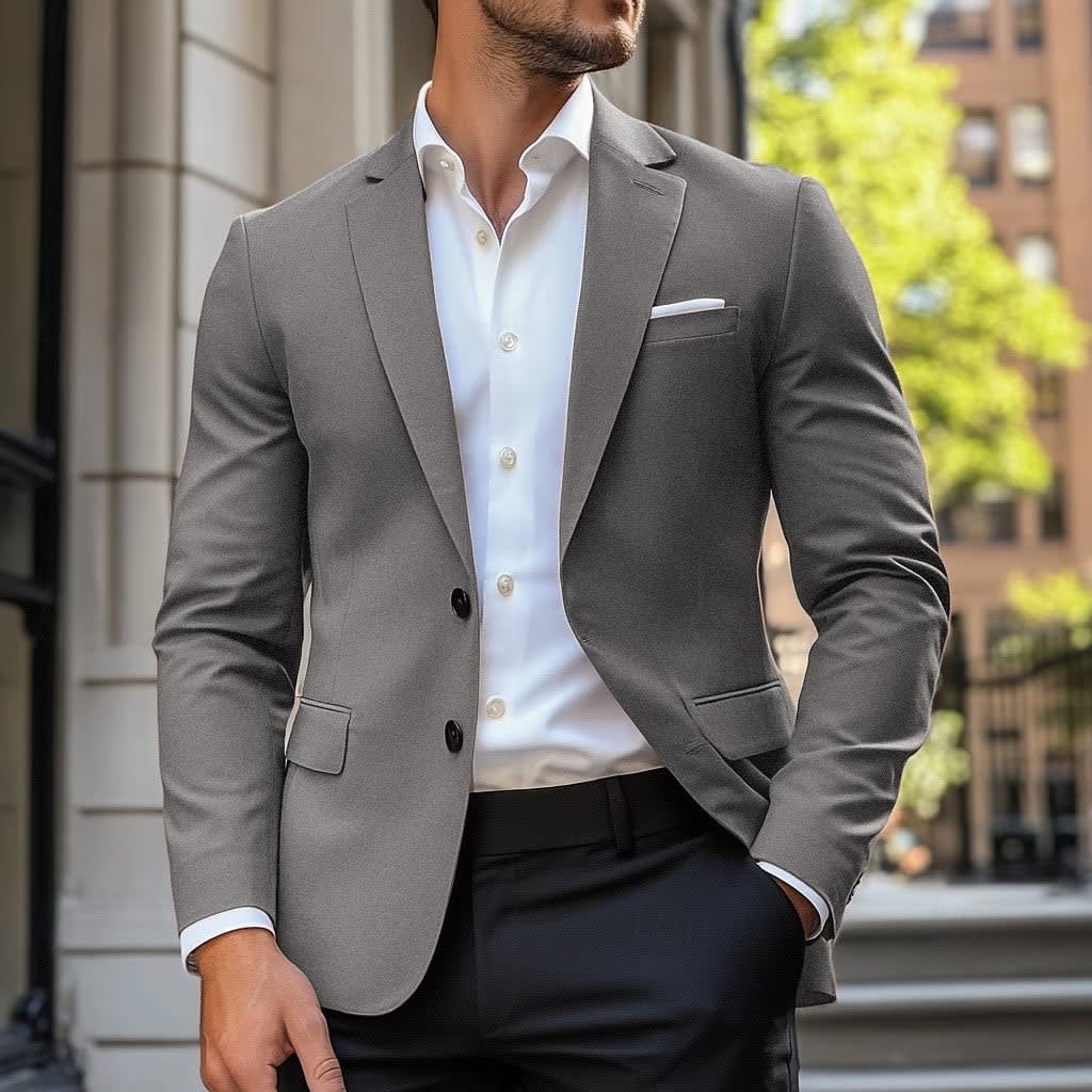Avery Textured Weave Single Breasted Blazer_3