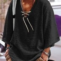 Norris Lace Up V Neck Beach Shirt