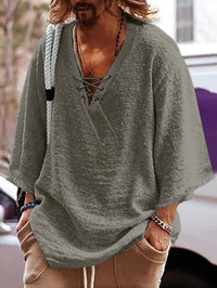 Norris Lace Up V Neck Beach Shirt