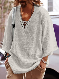Norris Lace Up V Neck Beach Shirt