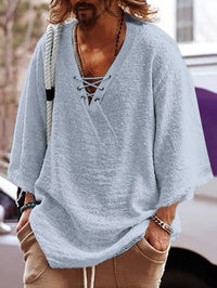 Norris Lace Up V Neck Beach Shirt