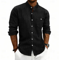 Sylvan Striped Band Collar Long Sleeve Shirt